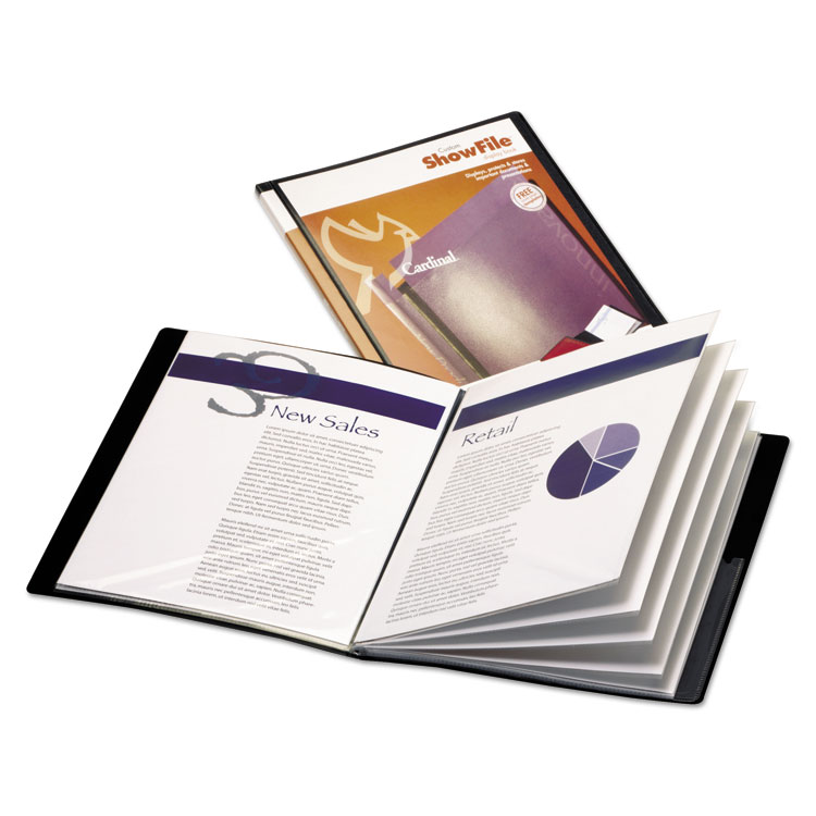 Cardinal ShowFile Display Book with Custom Cover Pocket, 24 Letter-Size Sleeves, Black (CRD50232)