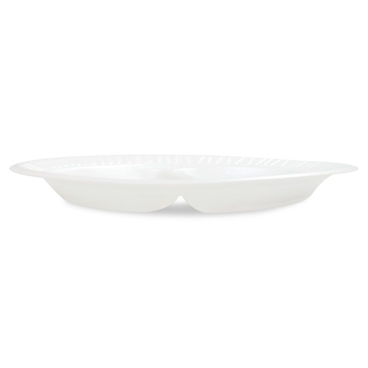 Dart Concorde Foam Plate, 3-Compartment Plate, 10.25" dia, White, 125/Pack, 4 Packs/Carton (DCC10CPWCR)