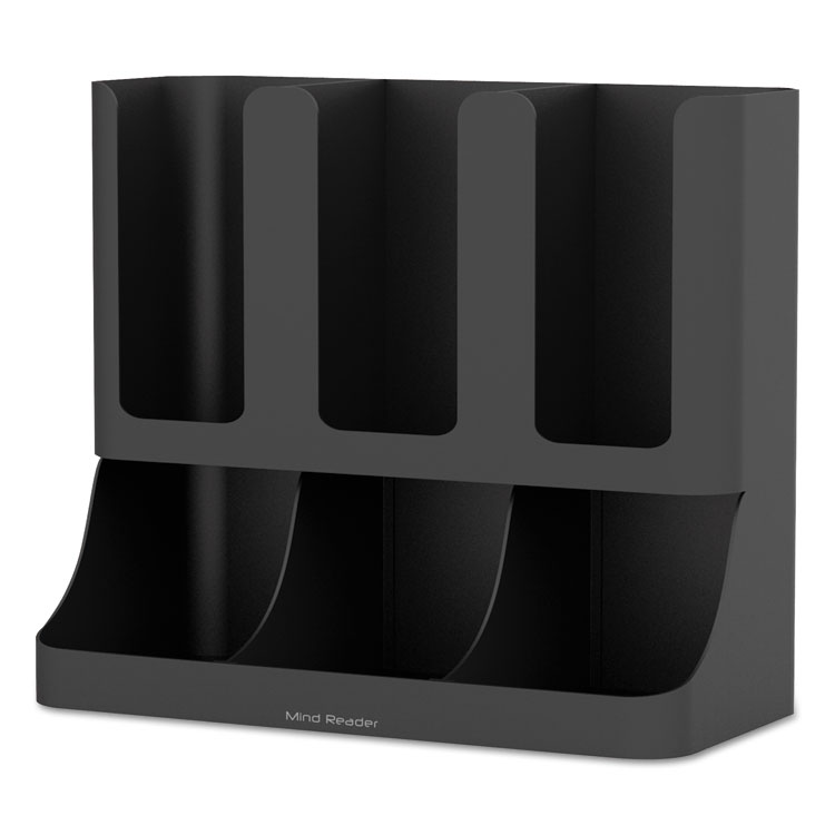 Mind Reader Flume Six-Section Upright Coffee Condiment/Cup Organizer, 11.5 x 6.5 x 15, Black (EMSUPRIGHT6BLK)