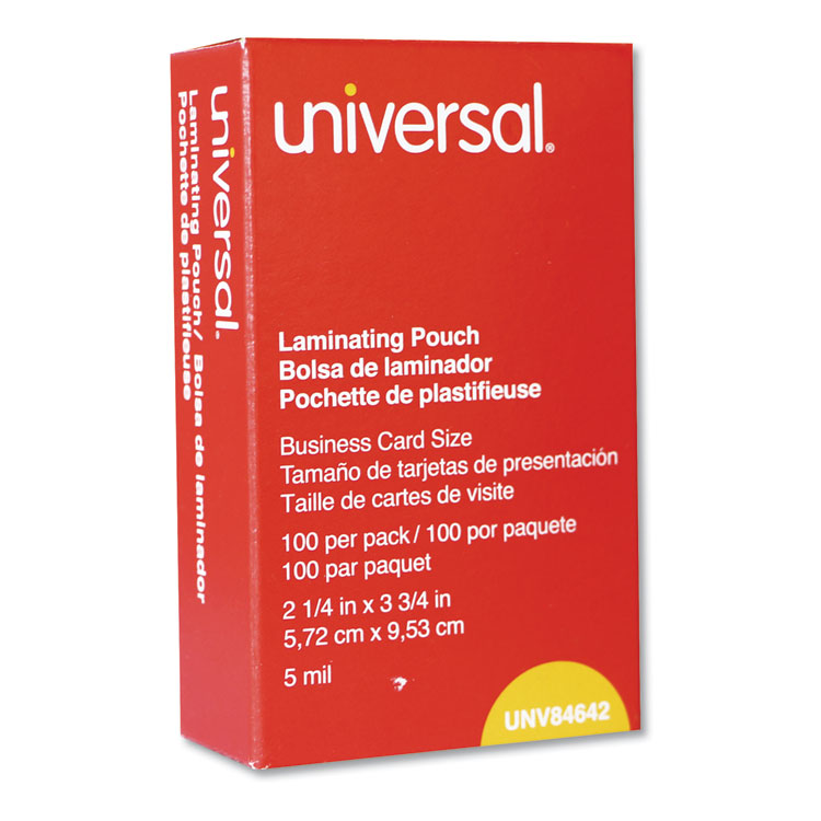 UNV84642 - Universal Laminating Pouches, 5 mil, 3.75" x 2.25", Gloss Clear, 100/Box (UNV84642) - Image 5