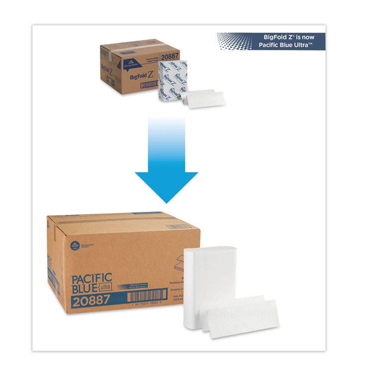 Georgia Pacific Professional Pacific Blue Ultra Folded Paper Towels, 1-Ply, 10.2 x 10.8, White, 220/Pack, 10 Packs/Carton (GPC20887)