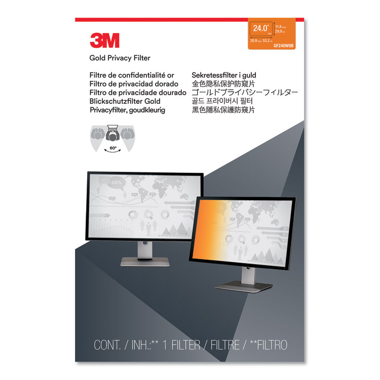 3M Gold Frameless Privacy Filter for 24" Widescreen Flat Panel Monitor, 16:9 Aspect Ratio (MMMGF240W9B)
