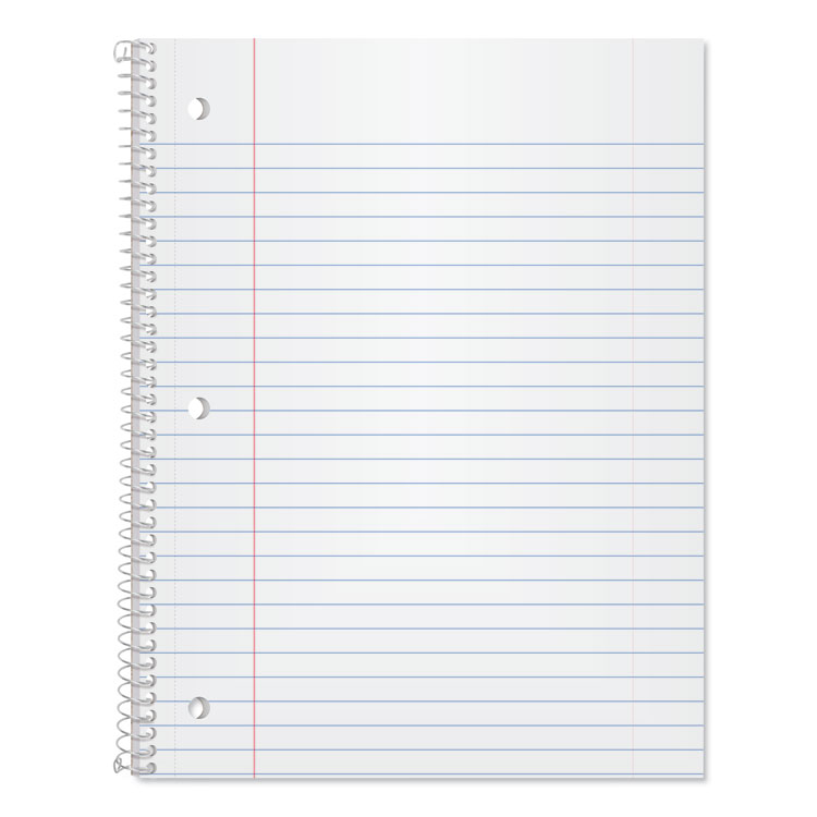 Oxford Coil-Lock Wirebound Notebooks, 3-Hole Punched, 1-Subject, Wide/Legal Rule, Randomly Assorted Covers, (70) 10.5 x 8 Sheets (TOP65000)