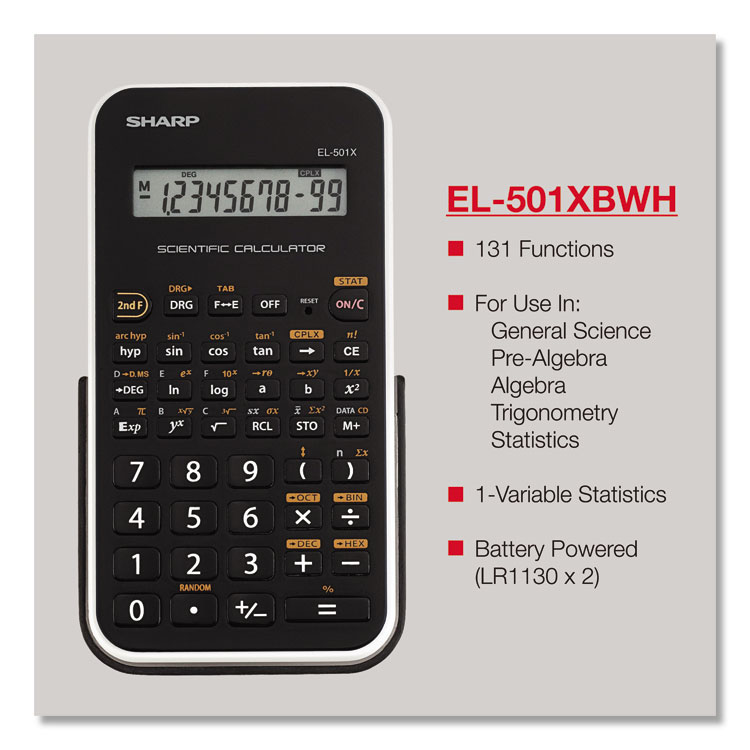 Sharp EL-501XBWH Scientific Calculator, 10-Digit LCD (SHREL501X2BWH)
