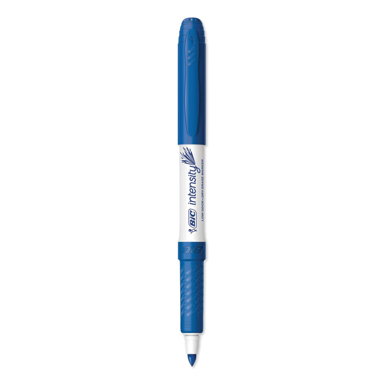 BIC Intensity Low Odor Fine Point Dry Erase Marker, Fine Bullet Tip, Blue, Dozen (BICGDE11BE)