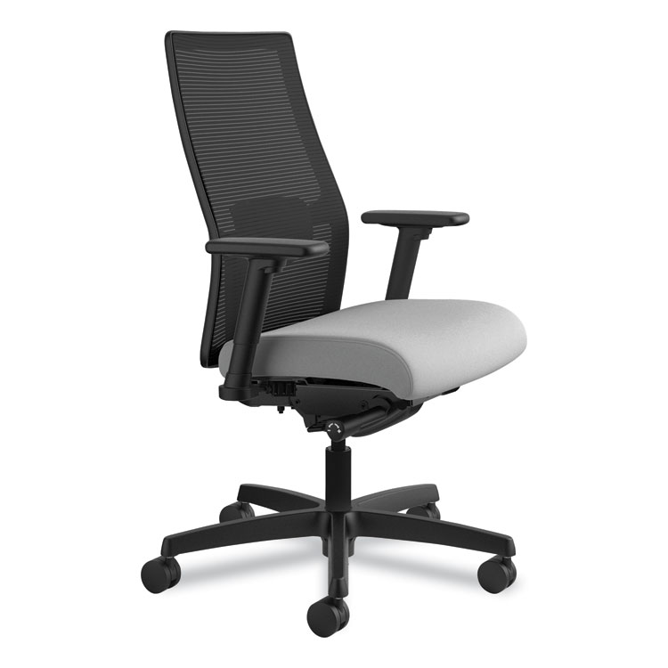 HON Ignition 2.0 4-Way Stretch Mid-Back Mesh Task Chair, Adjustable Lumbar Support, Frost Seat, Black Back/Base (HONI2M2AMLC22TK)