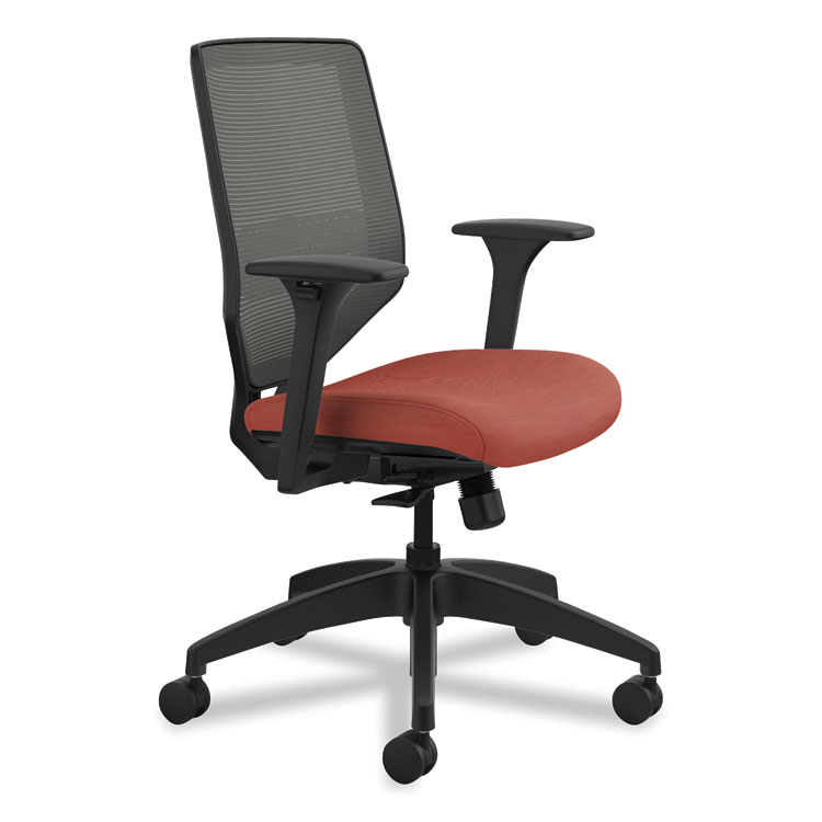 HON Solve Series Mesh Back Task Chair, Supports Up to 300 lb, 18" to 23" Seat Height, Bittersweet Seat, Charcoal Back, Black Base (HONSVM1ALICC46T)