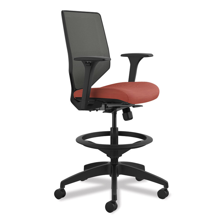HON Solve Series Mesh Back Task Stool, Supports Up to 300 lb, 23" to 33" Seat Height, Bittersweet Seat, Charcoal Back, Black Base (HONSVSM1AICC46T)