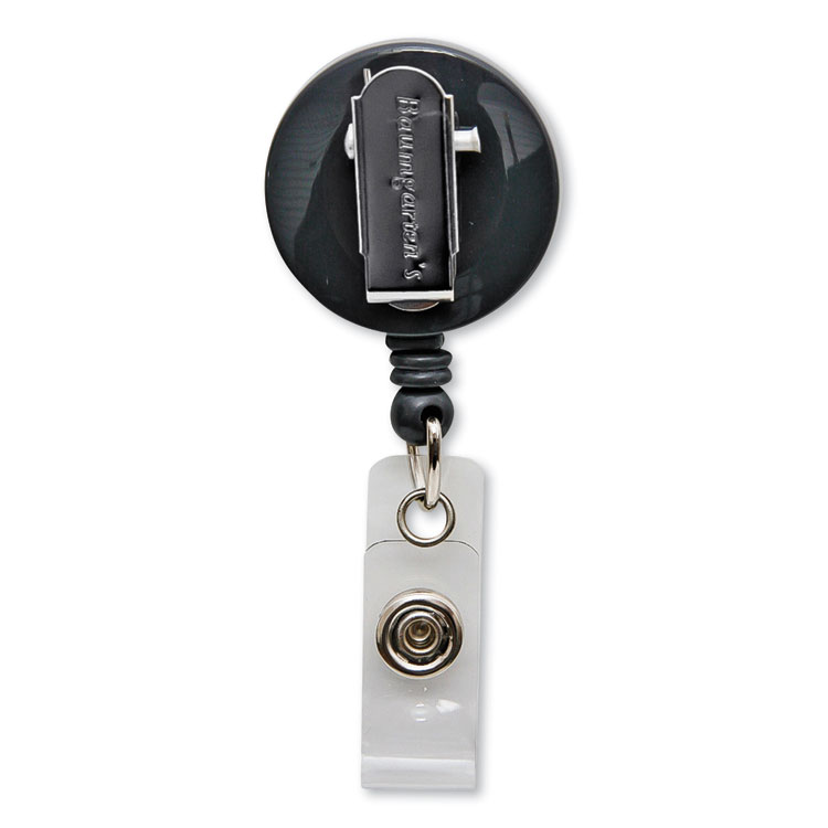 SICURIX Swivel-Style Spring-Clip ID Card Reel, 30" Extension, Black (BAU68844)