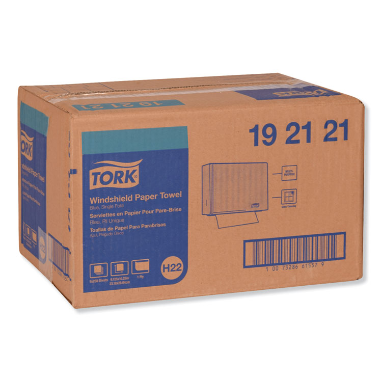 Tork Windshield Towel, One-Ply, 9.13 x 10.25, Blue, 250/Pack, 9 Pack/Carton (TRK192121)