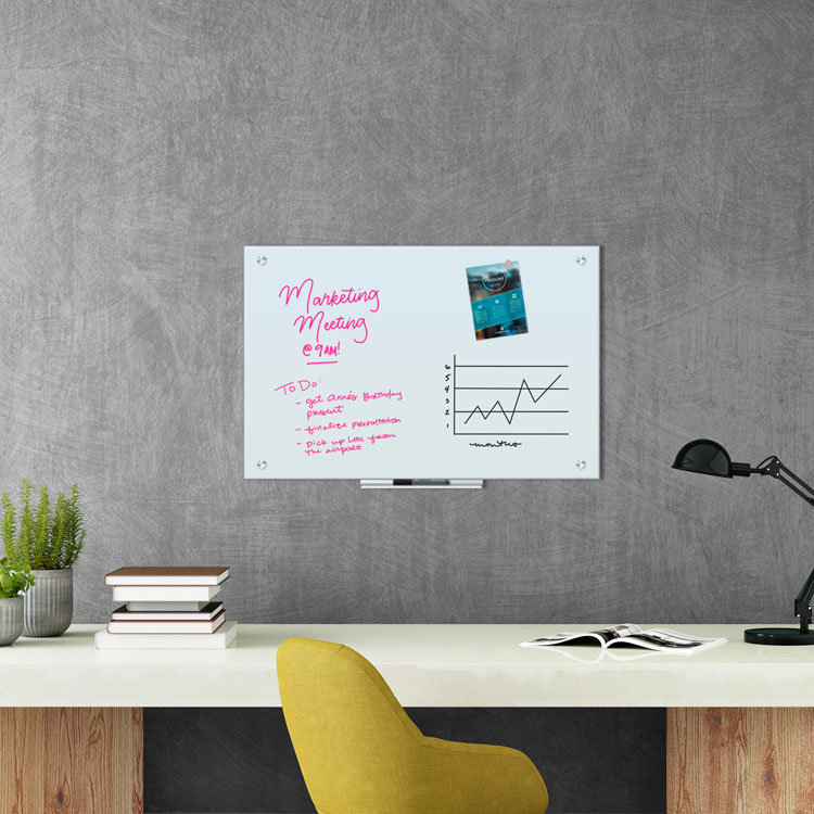 U Brands Magnetic Glass Dry Erase Board Value Pack, 35" x 23", Frosted White (UBR3970U0001)