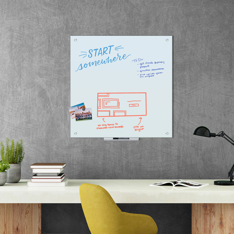U Brands Magnetic Glass Dry Erase Board Value Pack, 35" x 35", Frosted White (UBR3971U0001)