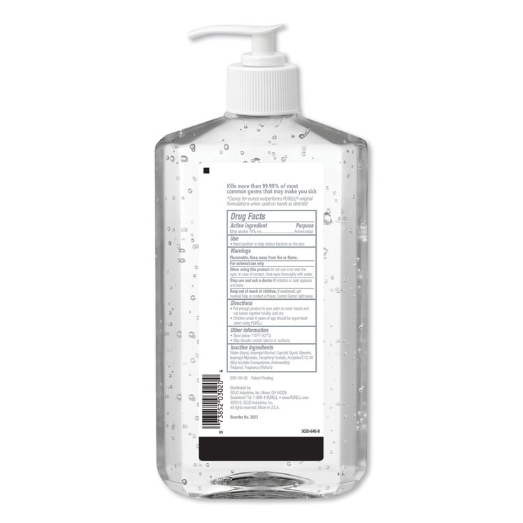 PURELL Advanced Hand Sanitizer Refreshing Gel, 20 oz Pump Bottle, Clean Scent (GOJ302312EA)