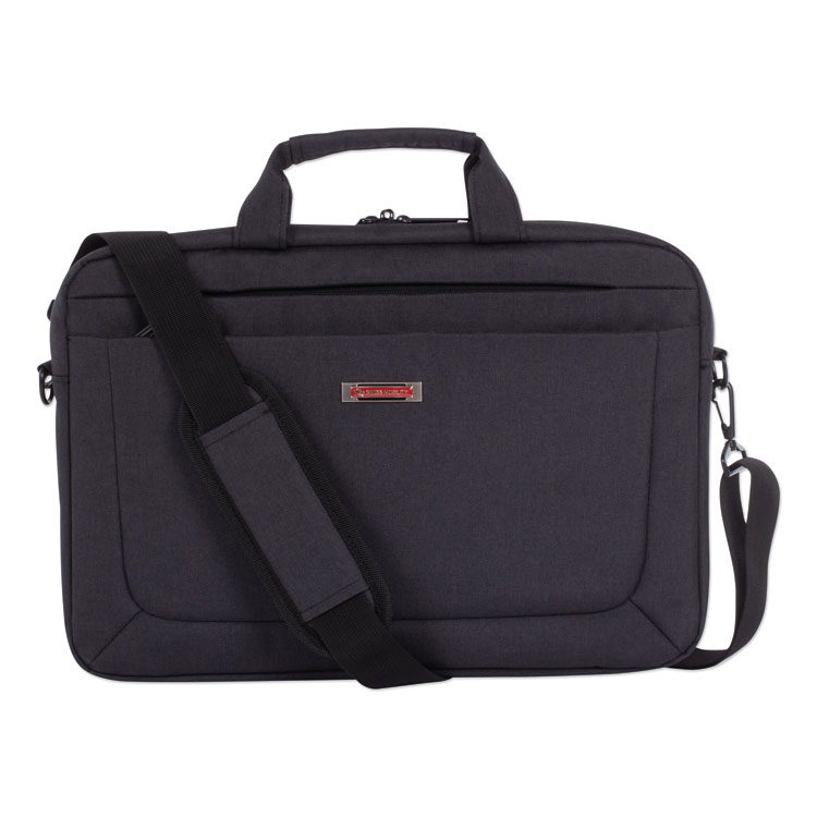 Swiss Mobility Cadence Slim Briefcase, Fits Devices Up to 15.6", Polyester, 3.5 x 3.5 x 16, Charcoal (SWZEXB1010SMCH)