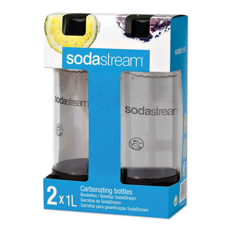 SodaStream Carbonating Bottle Twin Pack, Plastic, 33 oz, Clear/Black (PEP1042221010)