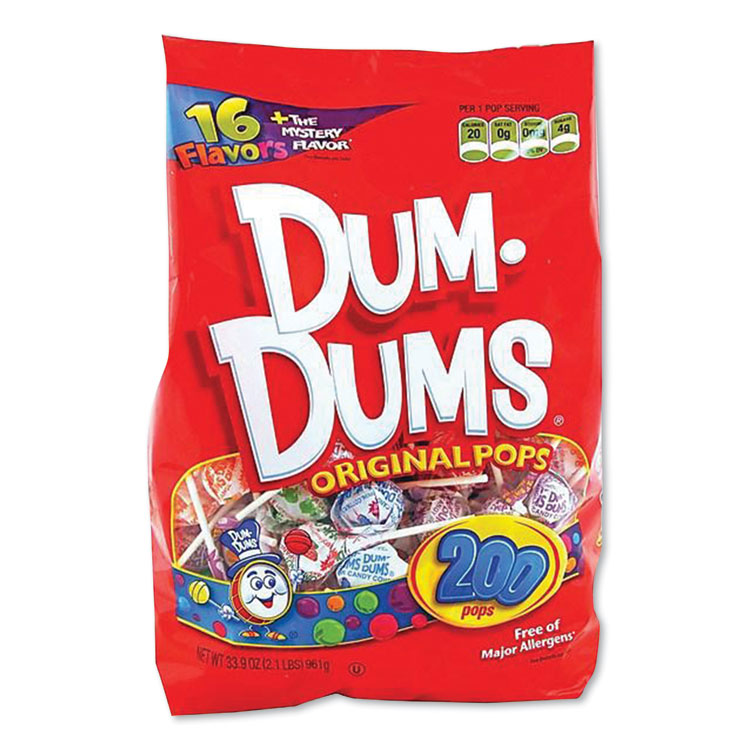 Spangler Dum-Dum-Pops, Assorted, Individually Wrapped, 33.9 oz, 200/Pack (SPASPN71)