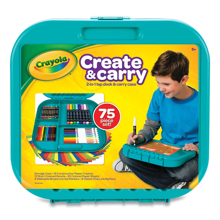 Crayola Create N' Carry Case, Combo Art Storage Case and Lap Desk, 75 Pieces (CYO046814)