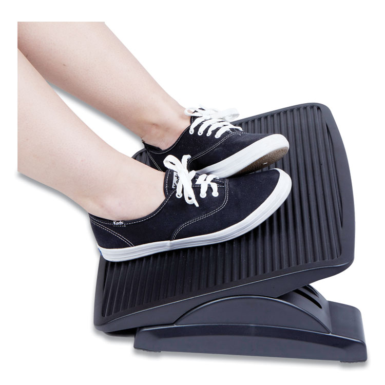 Mind Reader Adjustable Height Ergonomic Footrest, 17.62w x 14d x 3.75h, Black (EMSFTLINEBLK)