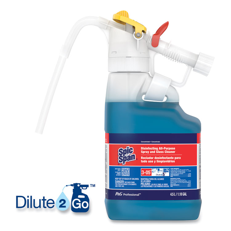 P&G Professional Dilute 2 Go, Spic and Span Disinfecting All-Purpose Spray and Glass Cleaner, Fresh Scent, , 4.5 L Jug, 1/Carton (PGC72001)