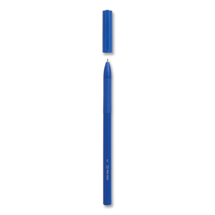 TRU RED Gripped Ballpoint Pen, Stick, Medium 1 mm, Blue Ink, Blue Barrel, Dozen (TUD24328145)