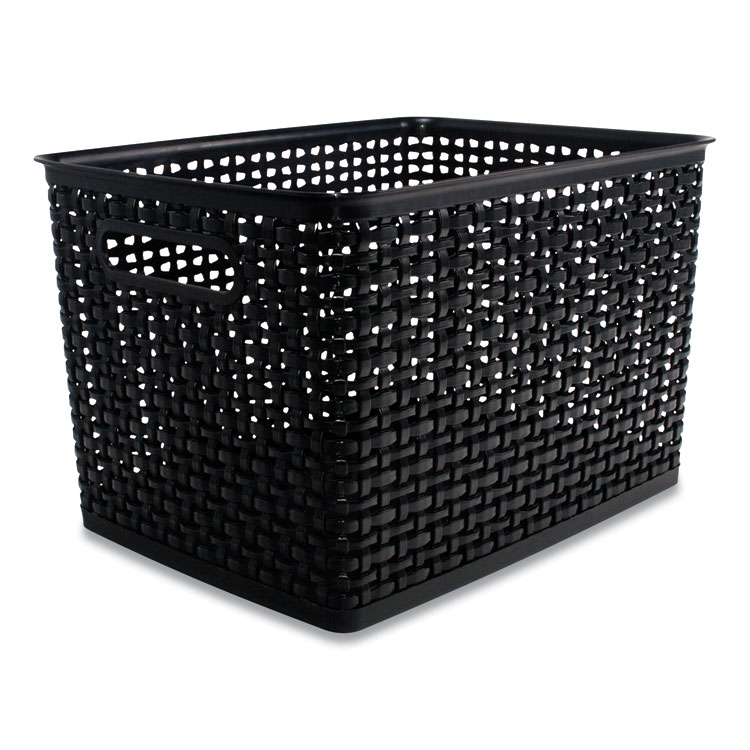 Advantus Plastic Weave Bin, Large, 13.5" x 10.5" x 8.75", Black (AVT36006)