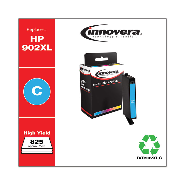 Innovera Remanufactured Cyan High-Yield Ink, Replacement for 902XL (T6M02AN), 825 Page-Yield (IVR902XLC)