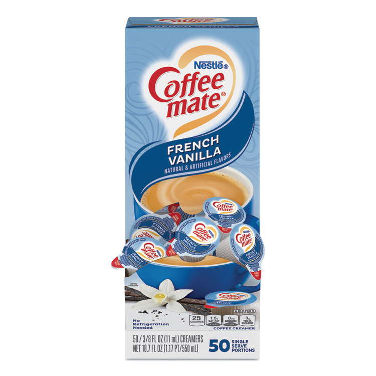 Coffee mate Liquid Coffee Creamer, French Vanilla, 0.38 oz Mini Cups, 50/Box, 4 Boxes/Carton, 200 Total/Carton (NES35170CT)