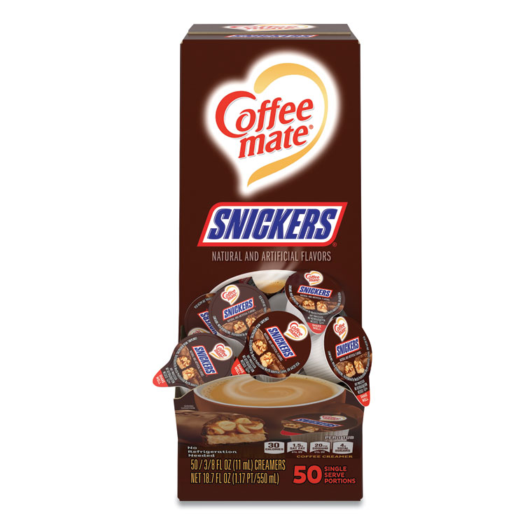 Coffee mate Liquid Coffee Creamer, Snickers, 0.38 oz Mini Cups, 200 Cups/Carton (NES61425CT)