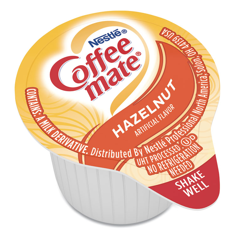 Coffee mate Liquid Coffee Creamer, Hazelnut, 0.38 oz Mini Cups, 180/Carton (NES35080)