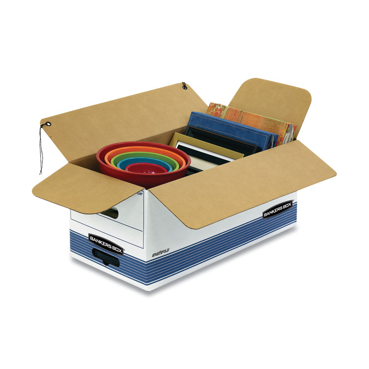 Bankers Box STOR/FILE Medium-Duty Strength Storage Boxes, Letter Files, 12.25" x 24.13" x 10.75", White/Blue, 12/Carton (FEL00704)