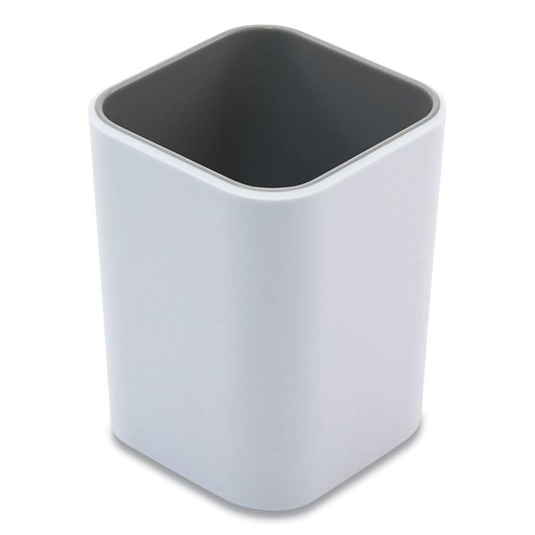 Advantus Fusion Pencil Cup, Plastic, 3 x 3 x 4, White/Gray (AVT37524)