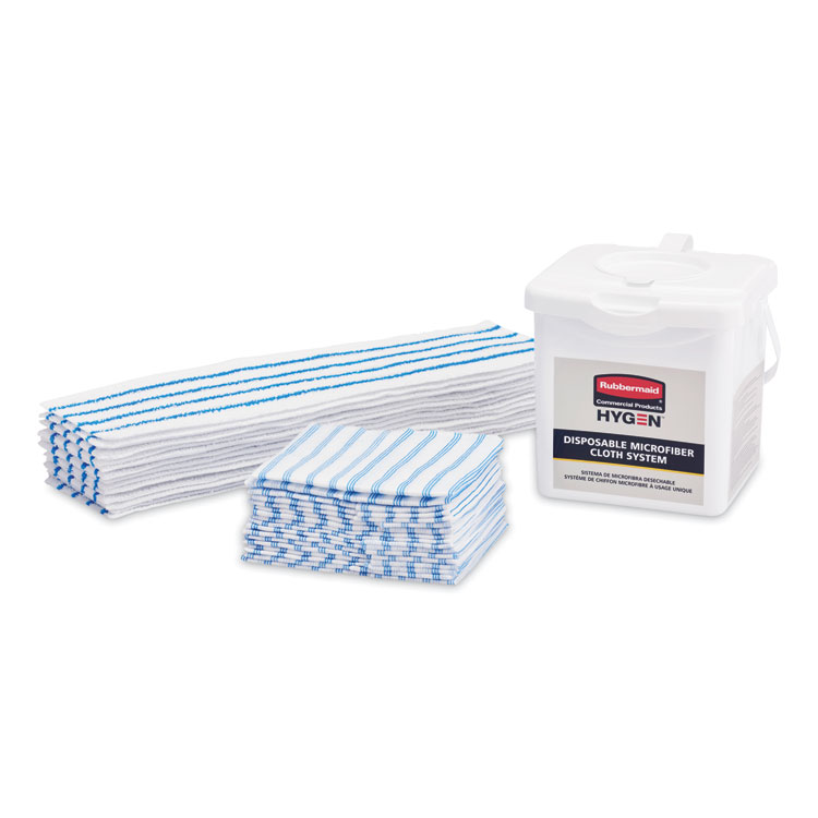 GE Disposable Microfiber Cleaning Cloths, 12 x 12, Blue/White Stripes, 600/Carton (RCP2134283)