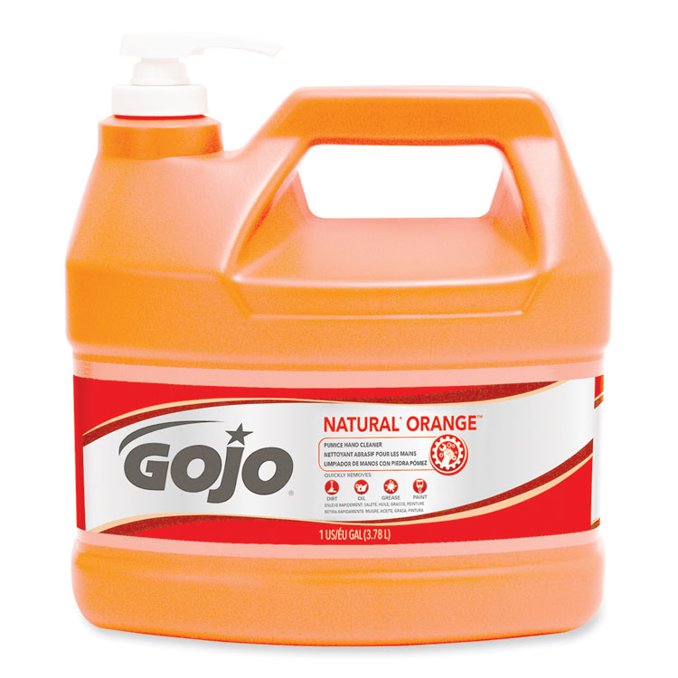 GOJO NATURAL ORANGE Pumice Hand Cleaner, Citrus Scent, 1 gal, 2/Carton (GOJ095502CT)