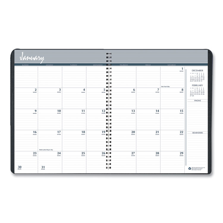 House of Doolittle Recycled Monthly 5-Year/62-Month Planner, 11 x 8.5, Black Cover, 62-Month: Dec 2024 to Jan 2030 (HOD262502)