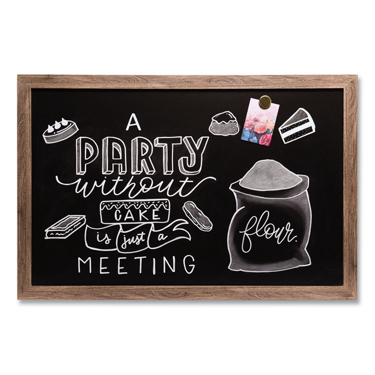U Brands Magnetic Chalkboard with Rustic Frame, 35 x 23, Black Surface, Brown Frame (UBR4549U0001)