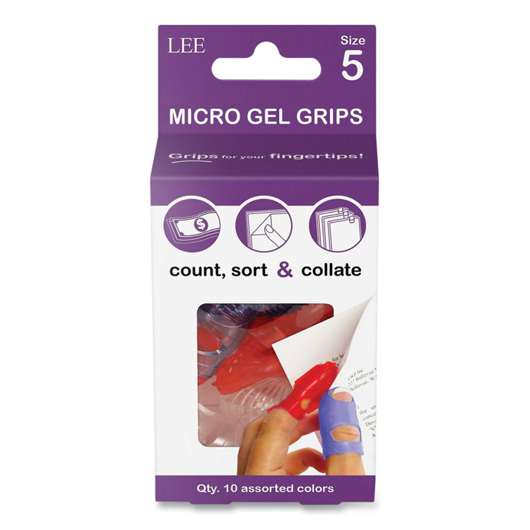 LEE Tippi Micro-Gel Fingertip Grips, Size 5, Small, Assorted, 10/Pack (LEE61050)