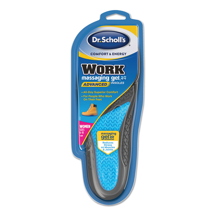 Dr. Scholl's Comfort and Energy Work Massaging Gel Insoles, Women Sizes 6 to 11, Black/Blue, Pair (DSC59064)