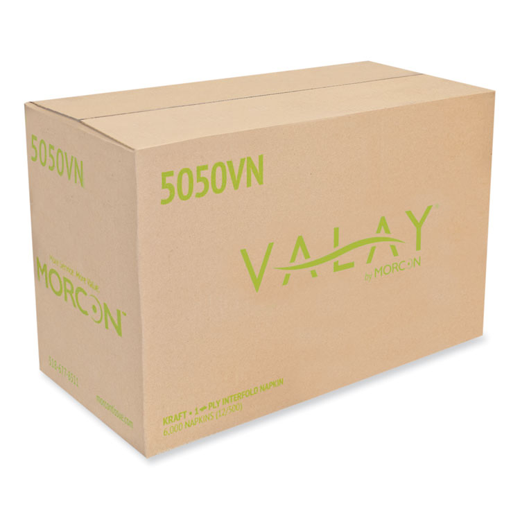 Morcon Tissue Valay Interfolded Napkins, 1-Ply, 6.3 x 8.85, Kraft, 6,000/Carton (MOR5050VN)