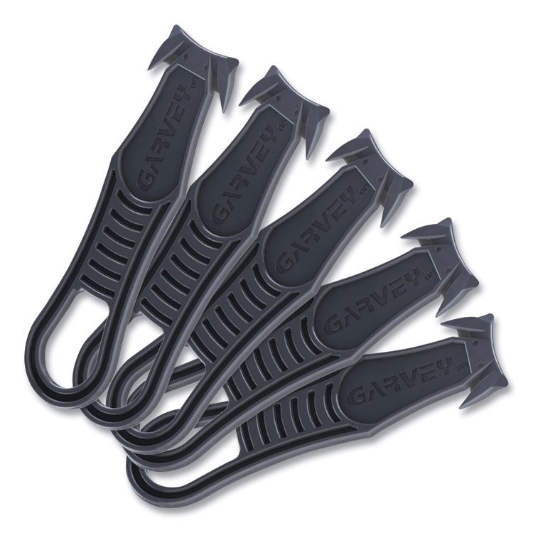 Garvey Safety Cutter Box Cutter Knife with Double Shielded Blade, 4" Plastic Handle, Black, 5/Pack (COS091459)