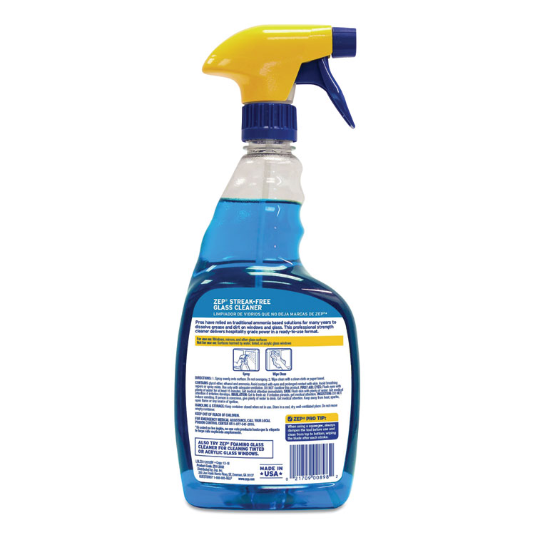 Zep Commercial Streak-Free Glass Cleaner, Pleasant Scent, 32 oz Spray Bottle (ZPEZU112032EA)