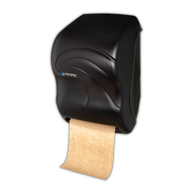 San Jamar Electronic Touchless Roll Towel Dispenser, 11.75 x 9 x 15.5, Black Pearl (SJMT1390TBK)