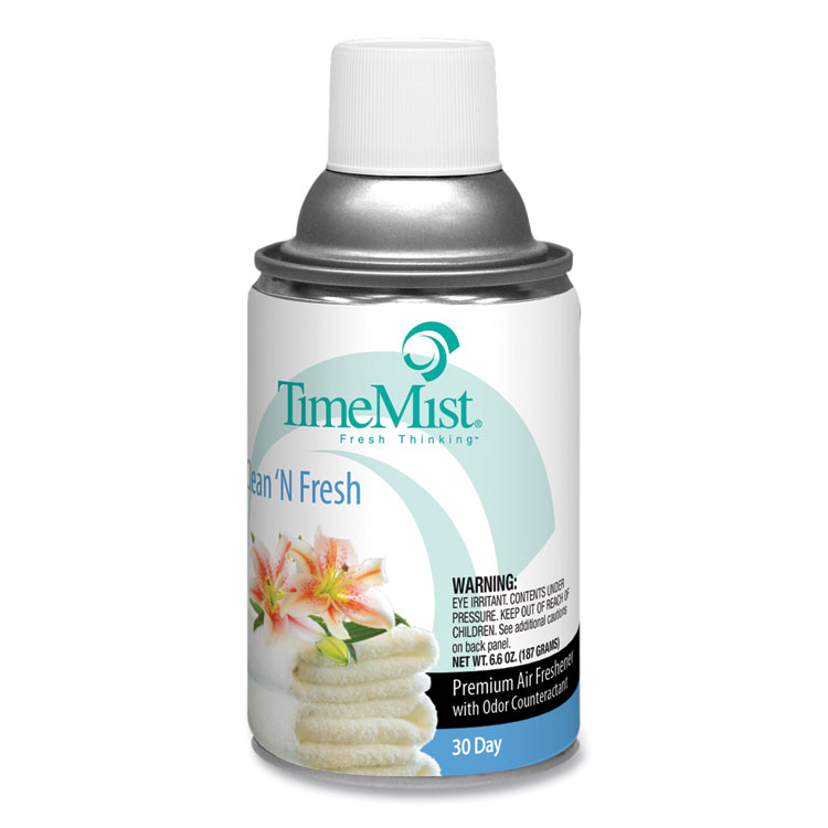 TimeMist Premium Metered Air Freshener Refill, Clean N Fresh, 7.1 oz Aerosol Spray, 12/Carton (TMS1042771)