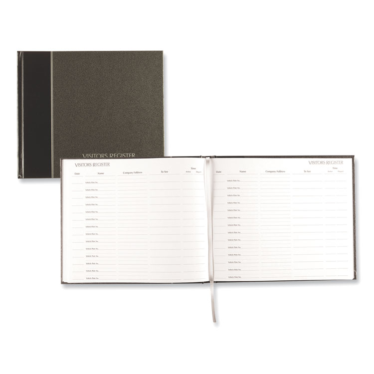 National Hardcover Visitor Register Book, Black Cover, 9.78 x 8.5 Sheets, 128 Sheets/Book (RED57802)