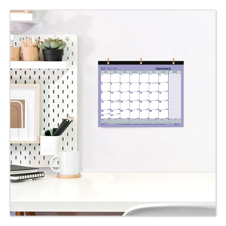 Brownline Monthly Desk Pad Calendar, 3-Hole Punched, 11 x 8.5, White/Blue/Green Sheets, Black Binding, 12-Month (Jan to Dec): 2025 (REDC181721)
