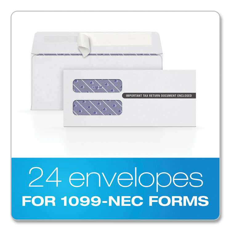 TOPS 1099 Double Window Envelope, Commercial Flap, Self-Adhesive Closure, 3.75 x 8.75, White, 24/Pack (TOP2222PS3)