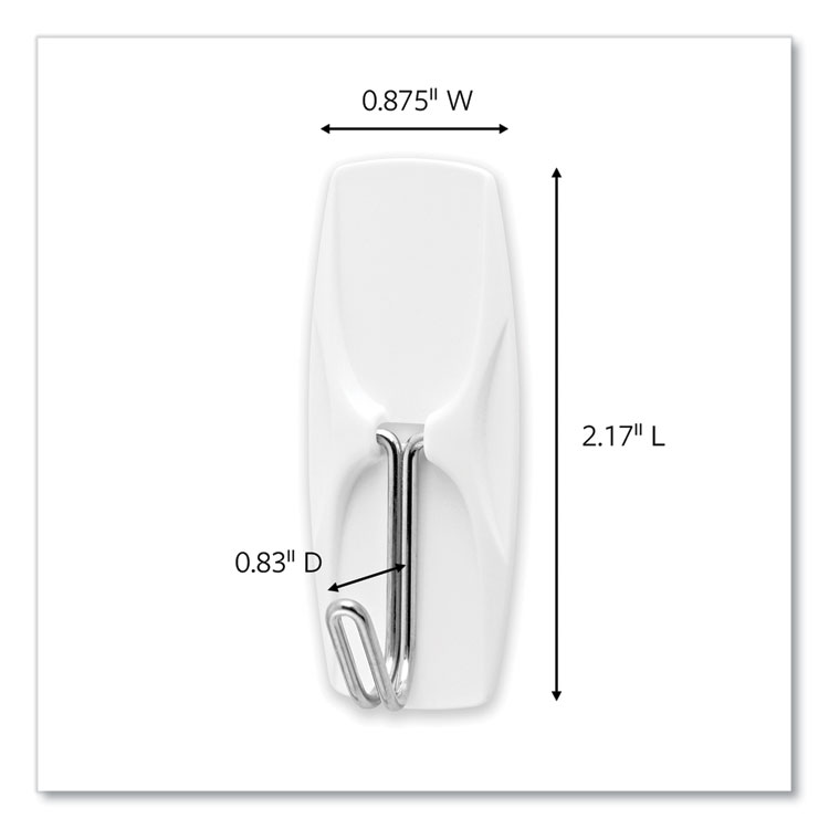General General Purpose Wire Hooks, Medium, Metal, White, 2 lb Capacity, 13 Hooks and 16 Strips/Pack (MMM1706513)