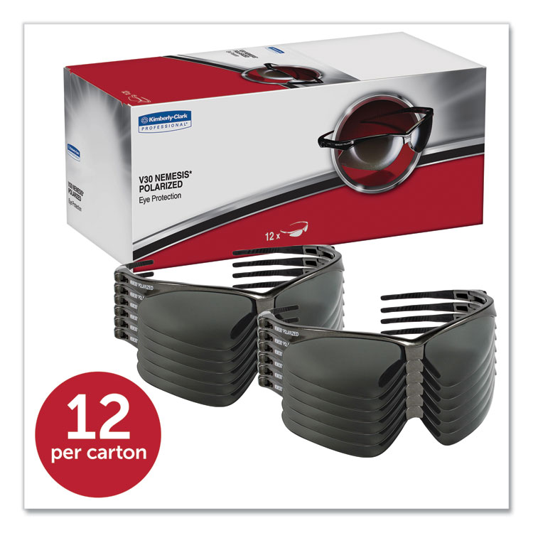 KleenGuard Nemesis Safety Glasses, Gunmetal Frame, Smoke Lens, 12/Box (KCC28635)