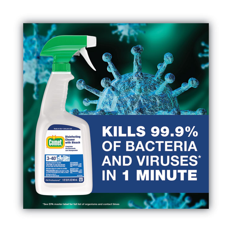 Comet Disinfecting Cleaner with Bleach, 1 gal Closed-Loop Plastic Jug, 3/Carton (PPL30250)