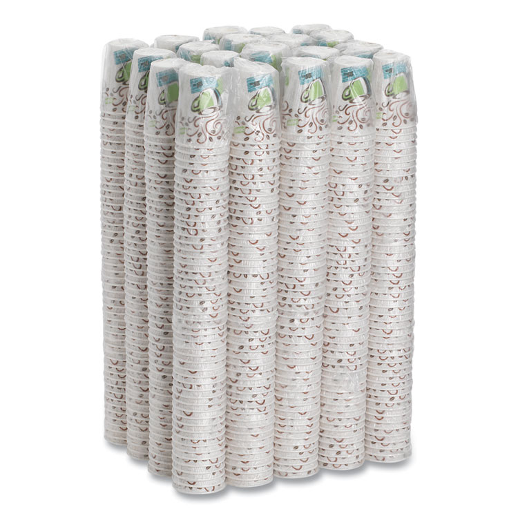 Dixie PerfecTouch Paper Hot Cups, 12 oz, Coffee Haze Design, Individually Wrapped, 1,000/Carton (DXE5342CDWR)