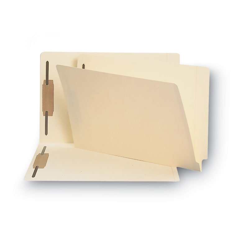Smead End Tab Fastener Folders with Reinforced Straight Tabs, 14-pt Manila, 2 Fasteners, Legal Size, Manila Exterior, 50/Box (SMD37215)